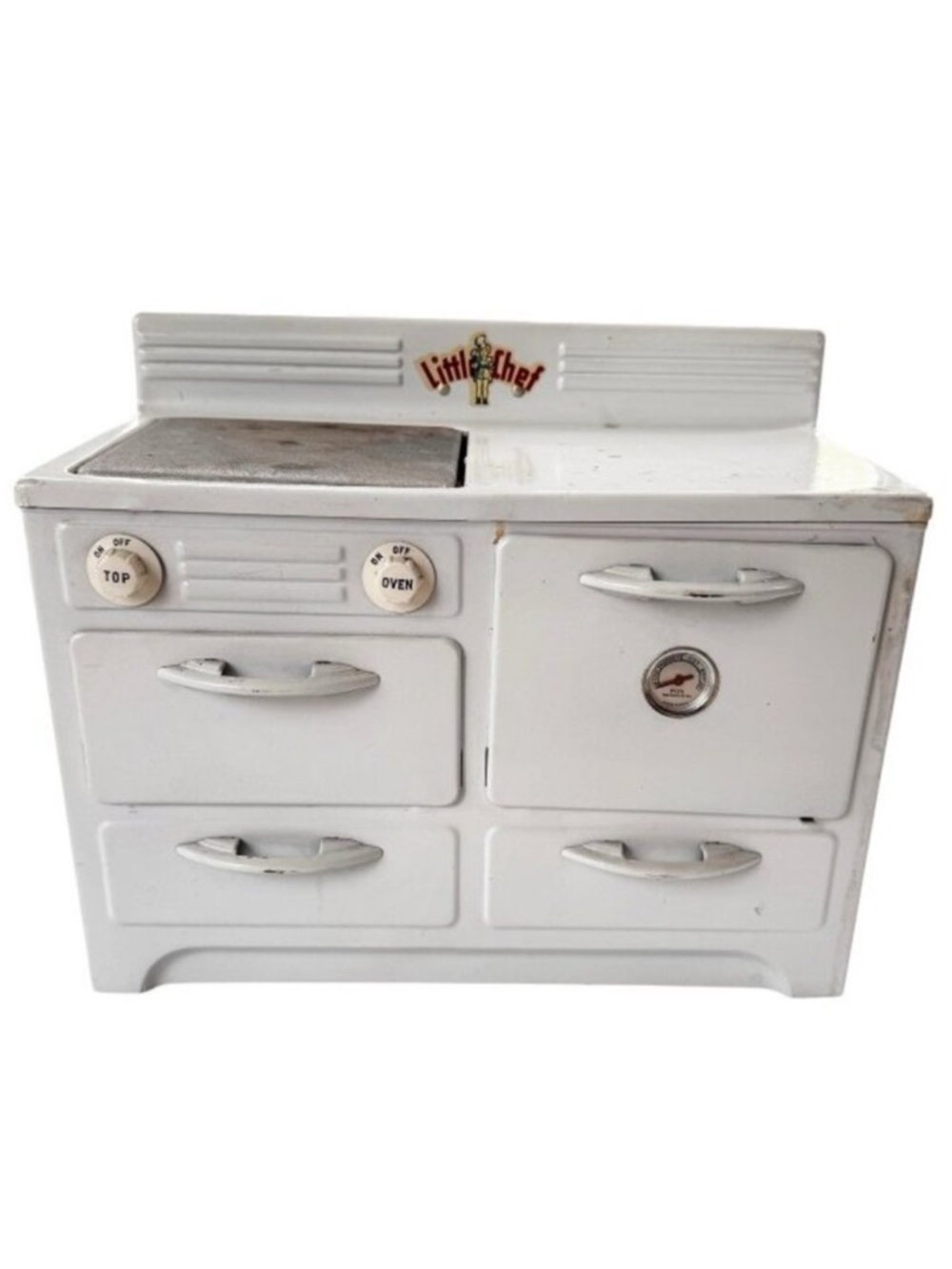 Vintage 50’s Little Chef Metal Play Electric Stove and Oven Heat Works Model 946